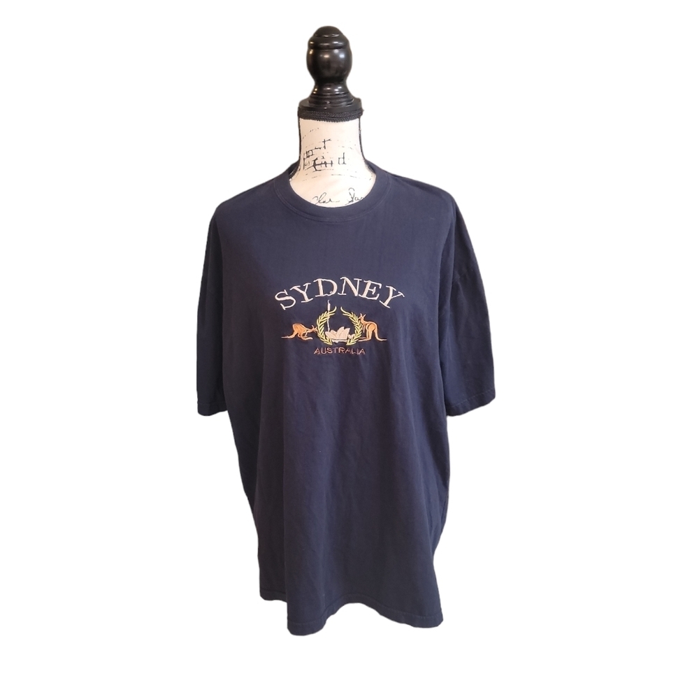 Sydney Australia Vintage 90s Y2k Embroidered Logo Mens Tee Kangaroos Size 2XL